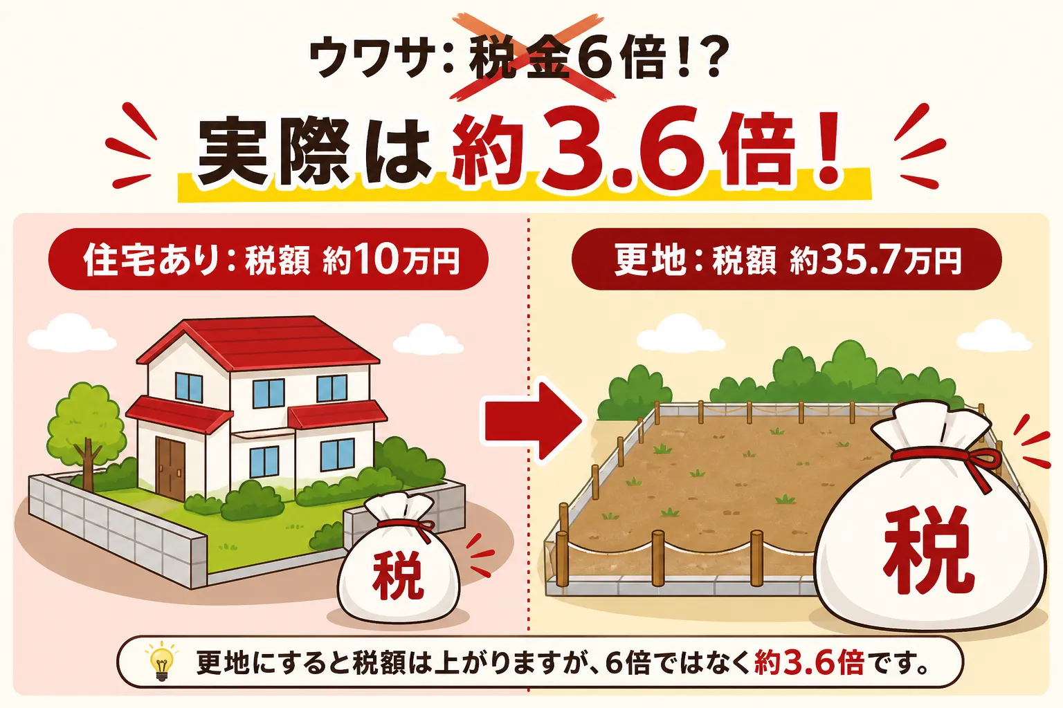 日本の木造住宅・空き家の解体現場を写実的に描いたビジュアル。重機・養生シート・整地後の更地など。基調色は #9a0300。実在する企業のロゴ・看板・車体・人物の顔は描かない。画像内に文字を入れない(図