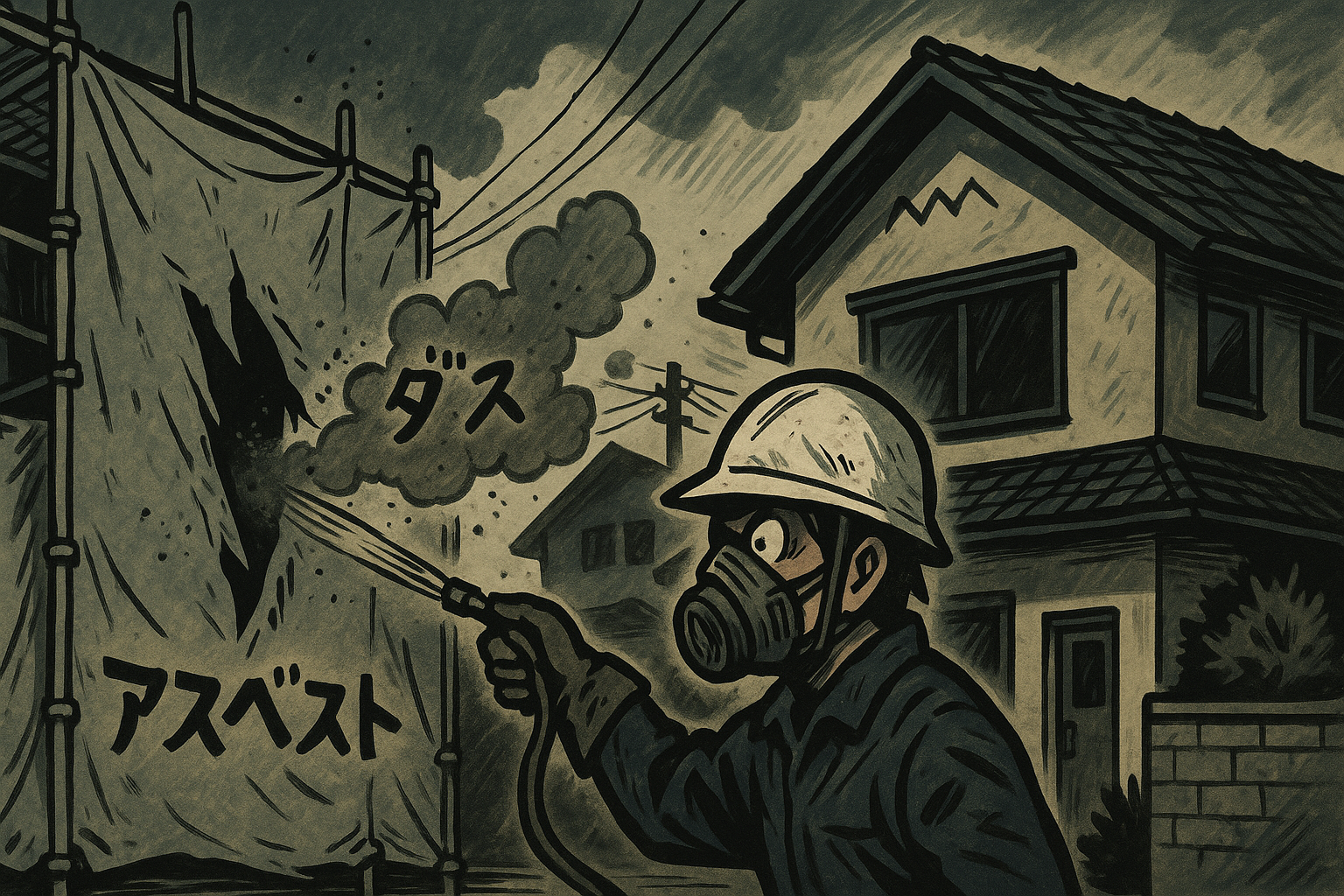 ずさんな工事現場のイラスト